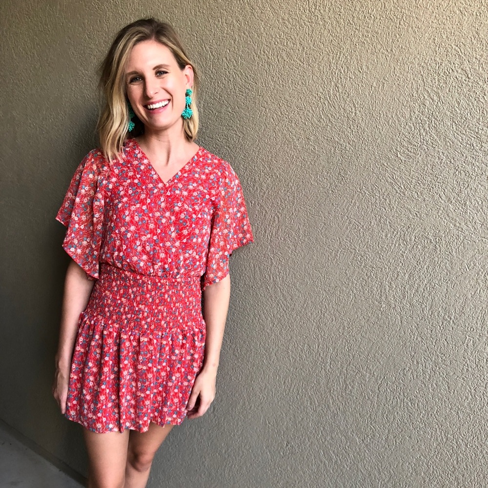 Vici Collection Red Floral Dress NWOT